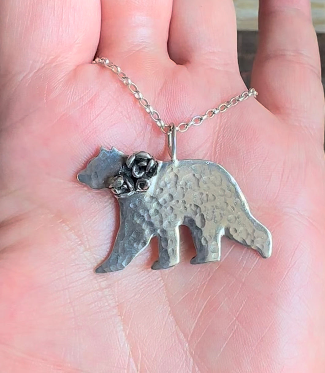 Bear With Roses Necklace